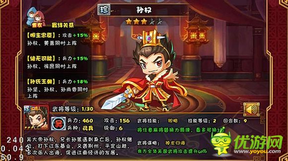 大牌三國武將孫權屬性詳解